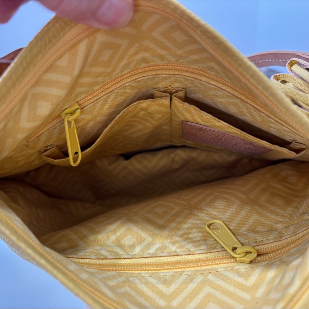 Brighton Yellow and Brown Embossed Shoulder Bag - Picture 6 of 9